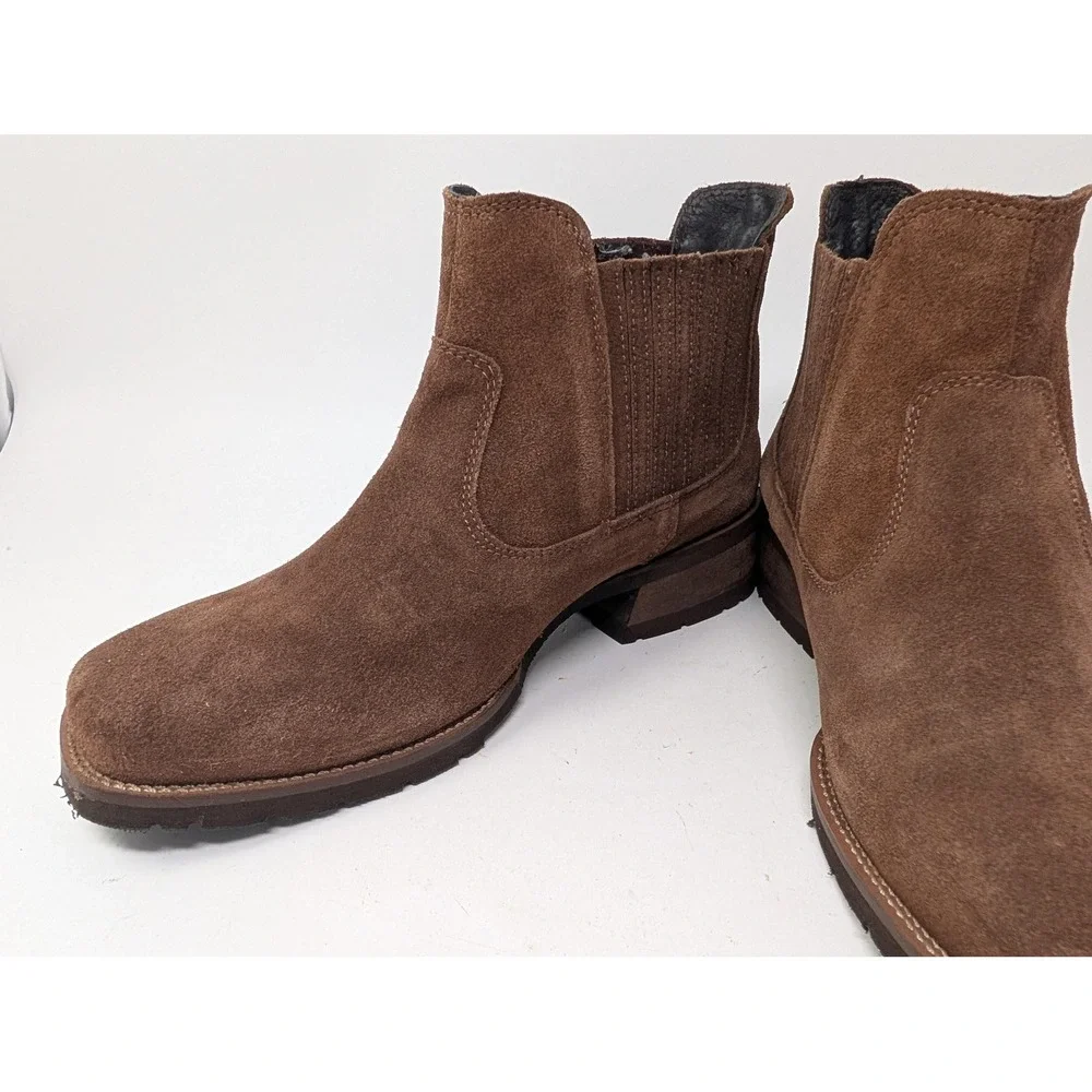 Roper Boots Mens Size 9.5 D Brown Suede Chelsea Ankle Square Toe Western